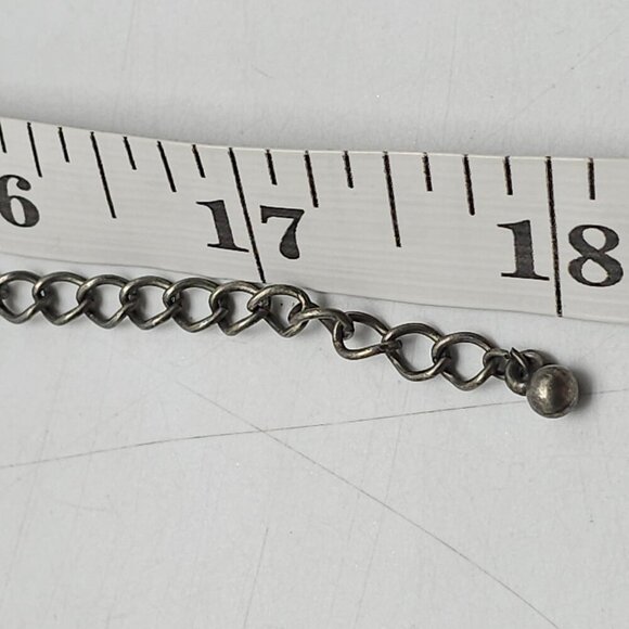 Vintage BOHO Silver Tone Filigree Necklace With Red Gemstone Dangling Beads - Picture 7 of 7